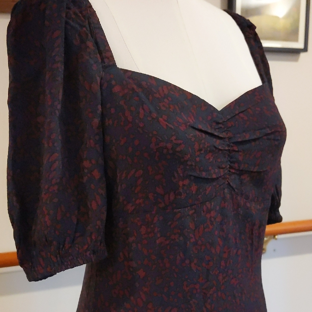 NWT! Madewell Patterned Puff-Sleeve Midi Dress